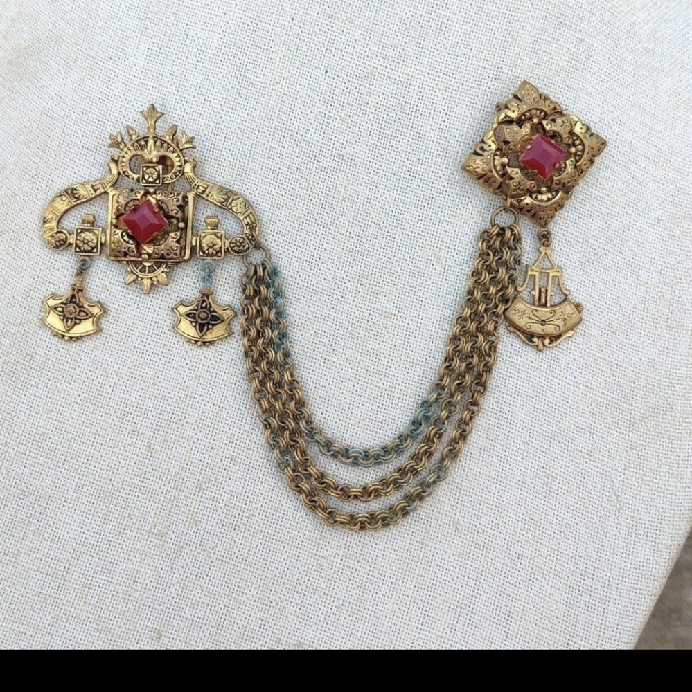 Antique Victorian Ruby Chatelaine - image 8